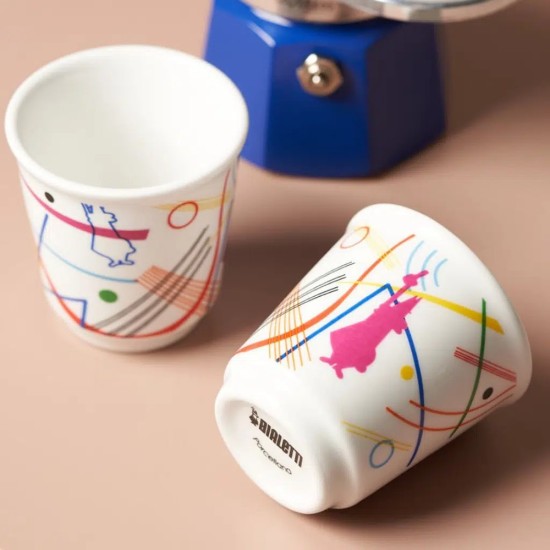 Bialetti Mini Express Kandinsky + 2 Espresso Fincanı Bialetti Mini Express Kandinsky + 2 Espresso Fincanı – orijinal Bialetti moka pot