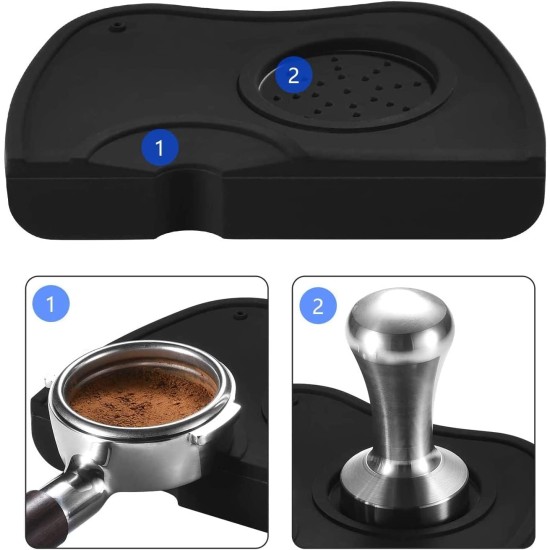 Tamper Matı Siyah – Espresso Sıkıştırma Altlığı | Pluskahve Siyah tamper matı – barista tezgah altlığı