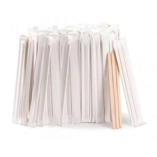 Ahşap Karıştırıcılar - Tek Tek Paketlenmiş, 500 Adet 14cm