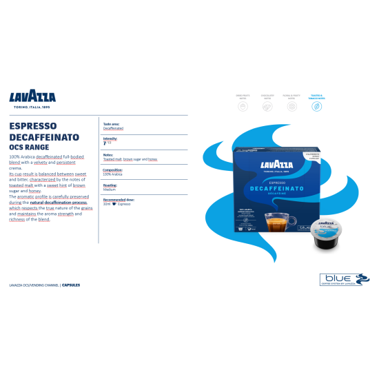 Lavazza Blue Espresso Decaffeinato Kapsül Kahve 100 Adet Lavazza Blue Espresso Decaffeinato 100 kapsül kutu görseli