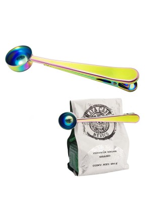 Renkli Kahve Ölçü Kaşığı ve Paket Klipsi