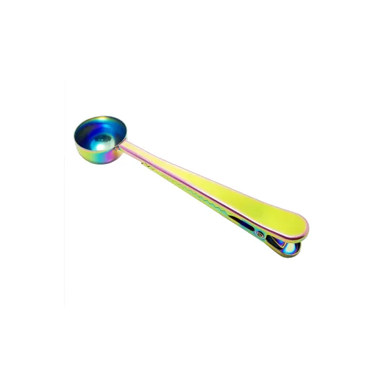 renkli kahve olcu kasigi klipsli paslanmaz celik