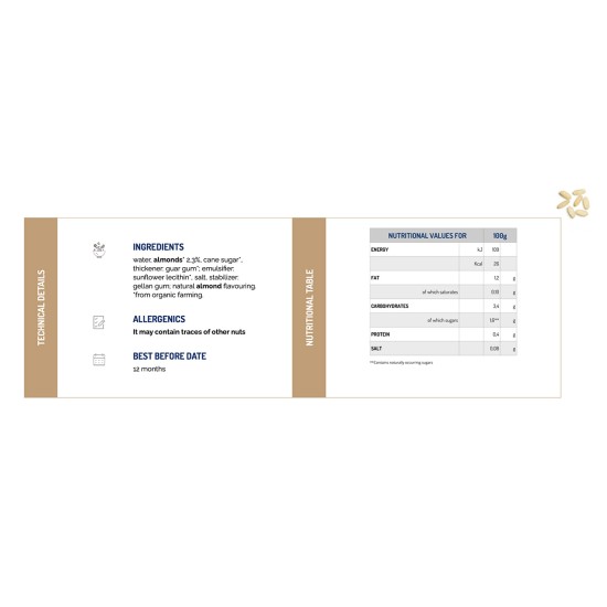 Riso Scotti Almond Soul Bio pirinç badem bitkisel içecek ambalajı