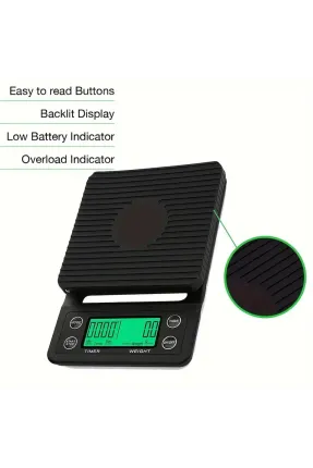 Zaman Ayarlı Hassas Kahve Terazisi Tartı 0.1gr Hassasiyet 3 Kg