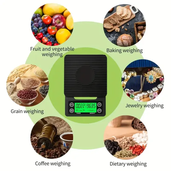 Zamanlayıcılı 3 Kg Hassas Kahve Terazisi – 0.1 Gram Hassasiyet Zaman Ayarlı Hassas Kahve Terazisi 0.1gr Hassasiyet 3 Kg