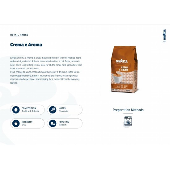Lavazza Crema E Aroma Orta Kavrulmuş Çekirdek Kahve 1 KG x 2 Paket Lavazza Crema E Aroma Orta Kavrulmuş Çekirdek Kahve 1 KG x 2 Paket